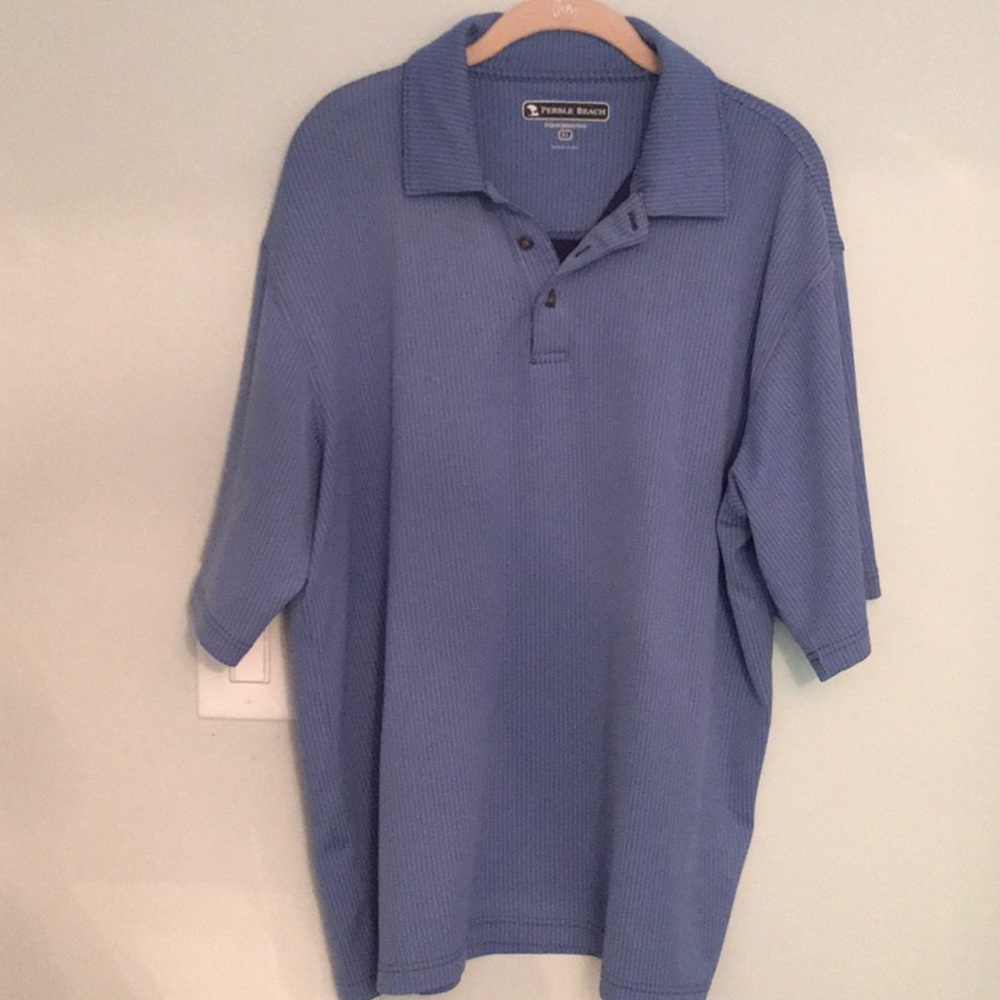 MENS POLO SHIRT BLUE PEBBLE BEACH XL